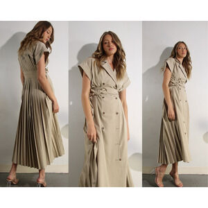 NWT Pleats Back Long Maxi Coat Jacket S